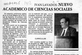 Iván Lavados, nuevo Académico de Ciencias Sociales  [artículo].