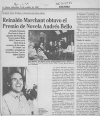 Reinaldo Marchant obtuvo el Premio de Novela Andrés Bello  [artículo].