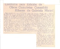 Contratos para edición de obras completas consolidó albacea de Gabriela Mistral