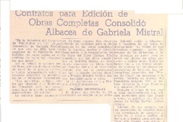 Contratos para edición de obras completas consolidó albacea de Gabriela Mistral