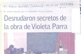 Desnudaron secretos de la obra de Violeta Parra