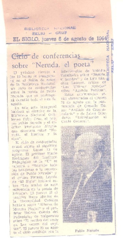 Ciclo de conferencias sobre "Neruda, el poeta"