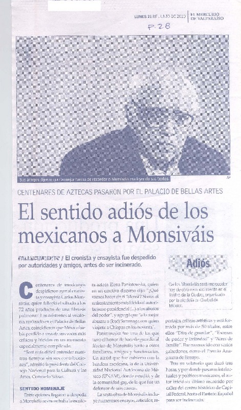 El Sentido adiós de los mexicanos a Monsiváis