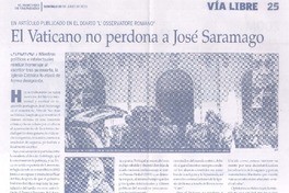 El Vaticano no perdona a José Saramago