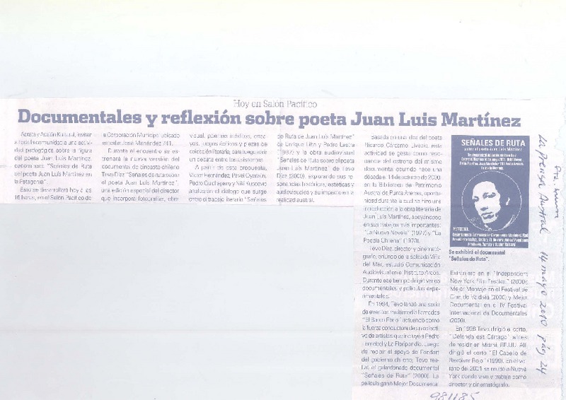 Documentales y reflexión sobre el poeta Juan Luis Martínez