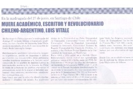 Muere académico, escritor y revolucionario chileno-argentino, Luis Vitale