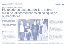 Historiadores presentaron libro sobre exilio de latinoamericanos en coloquio de humanidades