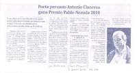 Poeta peruano Antonio Cisneros gana Premio Pablo Neruda 2010