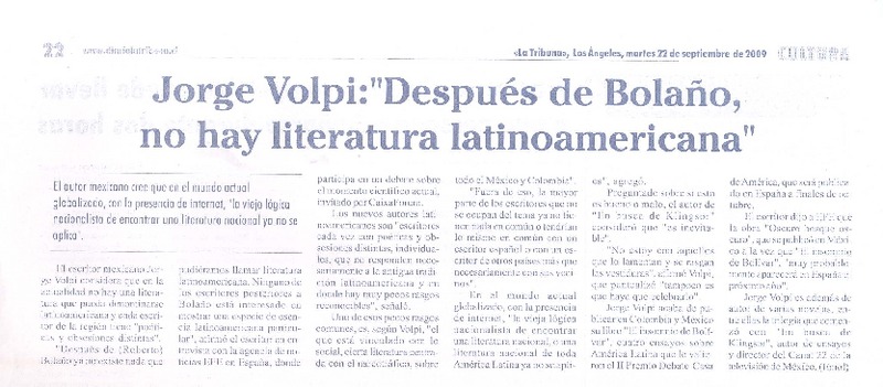 Después de Bolaño, no hay literatura latinoamericana