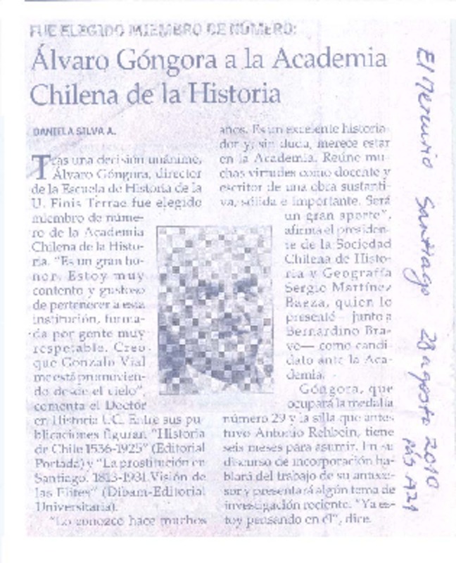 Álvaro Góngora a la Academia Chilena de la Historia