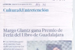 Margo Glantz gana Premio de Feria del Libro de Guadalajara