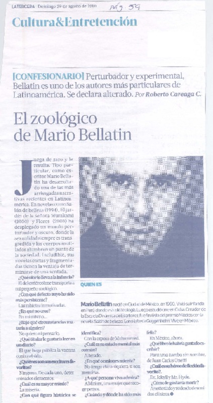 El zoológico de Mario Bellatín (entrevista)