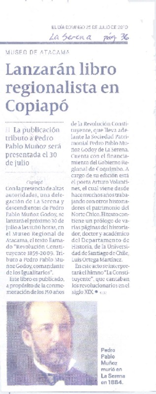 Lanzarán libro regionalista en Copiapó
