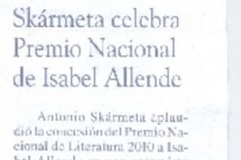 Skármeta celebra Premio Nacional de Isabel Allende
