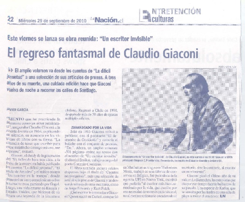 El regreso fantasmal de Claudio Giaconi