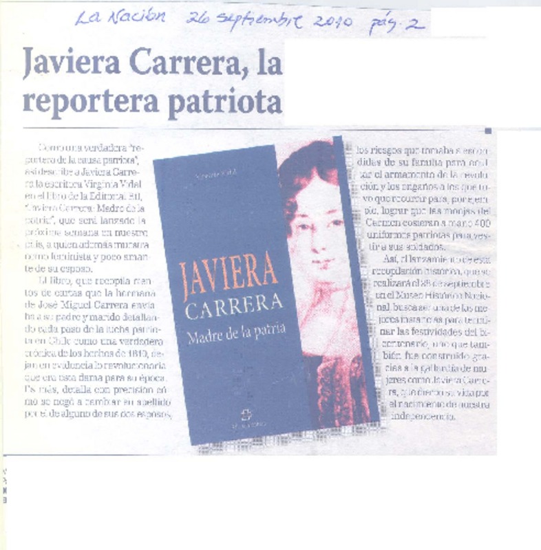 Javiera Carrera, la reportera patriota
