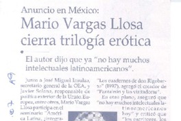 Mario Vargas Llosa cierra trilogía erótica