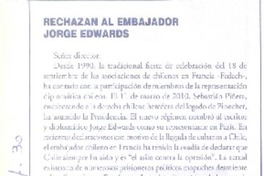 Rechazan al embajador Jorge Edwards