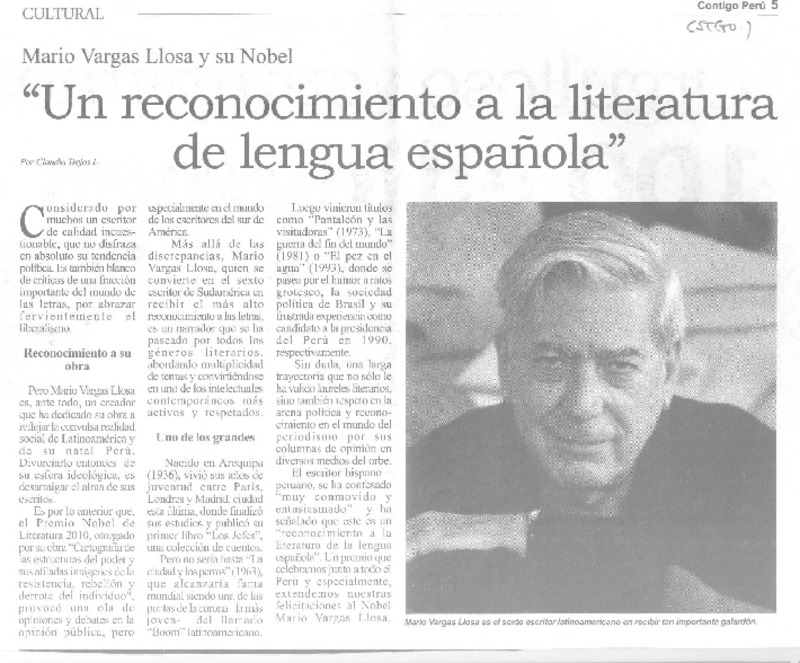 "Un recomocimiento a la literatura de lengua española"
