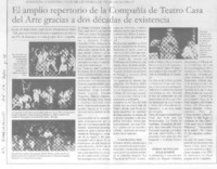 El Amplio repertorio de la compañía de Teatro Casa del Arte gracias a dos décadas de existencia