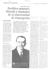 Prolífico maestro, filósofo y fundador de la Universidad de Concepción