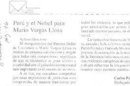 Perú y el Nobel para Mario Vargas Llosa