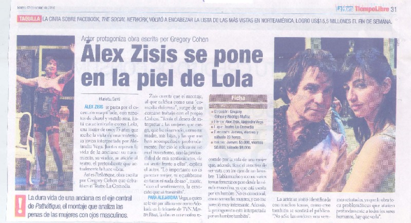 Álex Zisis se pone en la piel de Lola