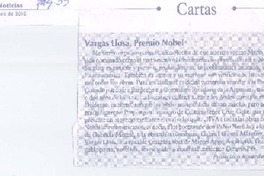 Vargas Llosa, Premio Nobel