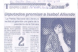 Diputados premian a Isabel Allende