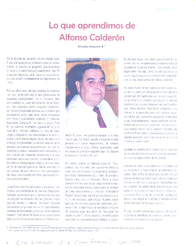 Lo que aprendimos de Alfonso Calderón