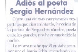 Adiós al poeta Sergio Hernández