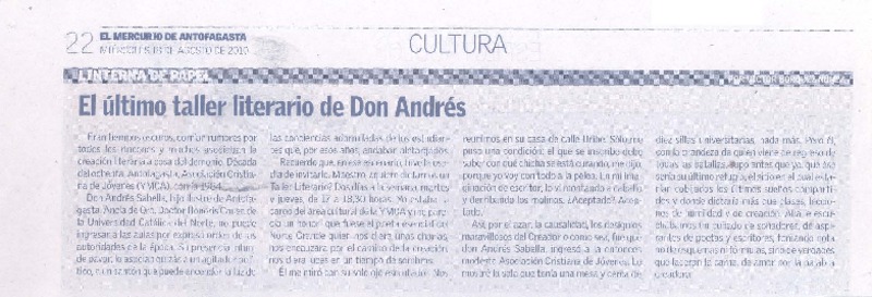 El último taller literario de Don Andrés