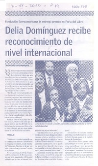 Delia Domínguez recibe reconocimiento a nivel internacional