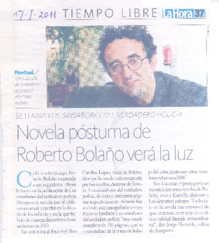 Novela póstuma de Roberto Bolaño verá la luz