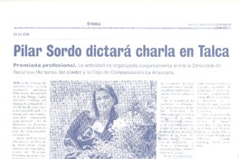 Pilar Sordo dictará charla en Talca