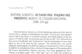 Octavio Paz, viajero del presente  [artículo] Richard Gordon.