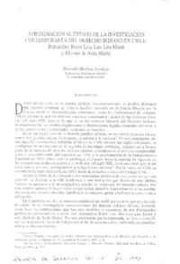 Aproximación al estado de la investigación contemporánea del derecho indiano en Chile  [artículo] Ricardo Molina Verdejo.