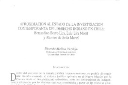 Aproximación al estado de la investigación contemporánea del derecho indiano en Chile  [artículo] Ricardo Molina Verdejo.