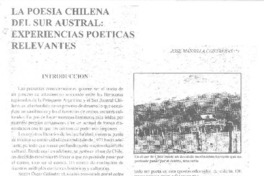 La poesía chilena del sur austral, experiencias poéticas relevantes  [artículo] José Mansilla Contreras.
