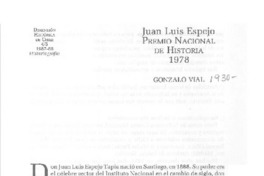 Juan Luis Espejo, Premio Nacional de Historia 1978  [artículo] Gonzalo Vial.