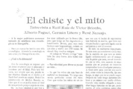 El chiste y el mito  [artículo] Víctor Briceño, Alberto Fuguet, Germán Liñero [y] René Naranjo.