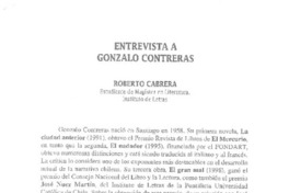 Entrevista a Gonzalo Contreras  [artículo] Roberto Cabrera