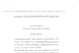 Las metáforas obsesivas de Neruda  [artículo] Jaime Blume S.