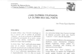 Juan Guzmán Cruchaga, la última Sed del poeta  [artículo] Ursula Tapia Guerrero.