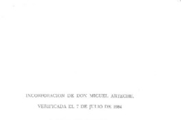 Incorporación de don Miguel Arteche : verificada el 7 de julio de 1964 [artículo] Eduardo Barrios.