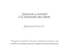 "Imaginar la materia" o la Seducción del límite  [artículo] Rodrigo Zúñiga C.