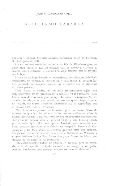 Guillermo Labarca  [artículo] José S. González Vera.