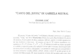 "Canto del justo", de Gabriela Mistral  [artículo] Ana María Cuneo.