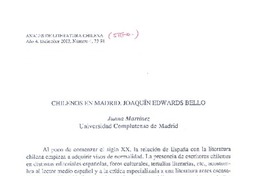 Chilenos en Madrid : Joaquín Edwards Bello  [artículo] Juana Martínez.