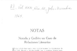 Neruda y Guillén : un caso de relaciones literarias  [artículo] Ricardo Navas-Ruíz.